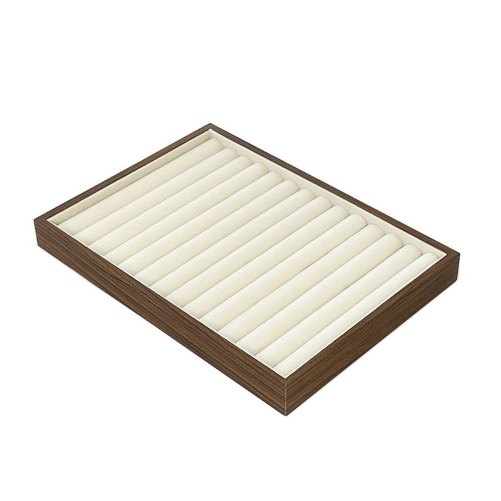 Multi-Compartment Wooden Jewelry Display Tray Velvet Lining Pendant Display Plate Show Case Props