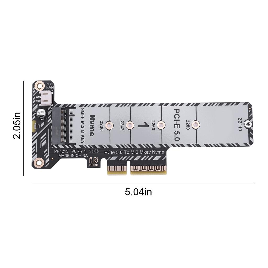PCIe 5.0 To M.2 NVMe Adapter Card for 2230/42/60/80/110 SSD M. 2 NVME SSD To PCIe X4 Adapter Expansion Card (Not for SATA NGFF)