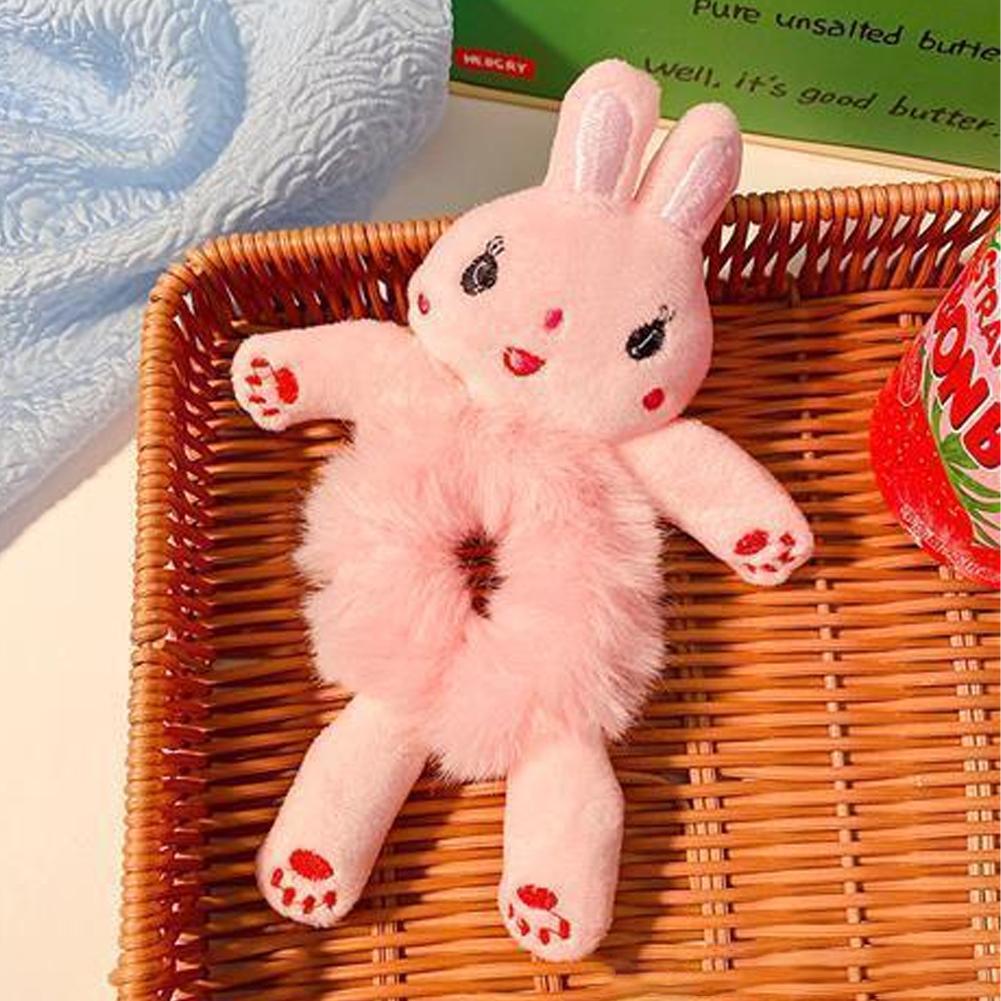 Children Girls Cute Animal Hair Tie Bunny Plush Hair Scrunchie, Plush Bear Hair Rope Rabbit Hair Ties Fluffy Hair Scrunchies