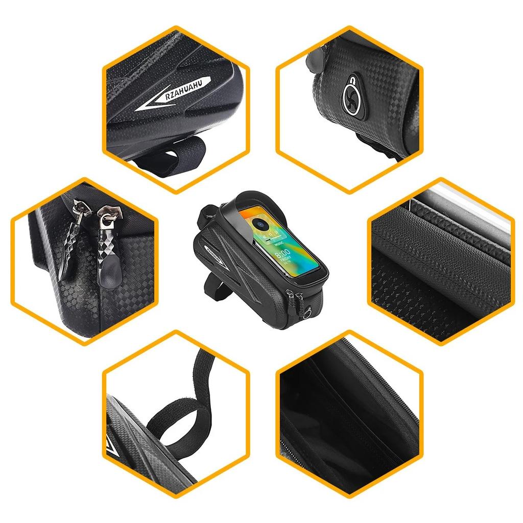 Phone Hard Case Tube Bag Large Capacity Waterproof Reflective Mtb Road Bicycle Saddle Bag Head Bag Front Beam Bag