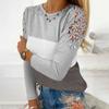 Womens Lace Hollow Out Tops Fall Cold Shoulder Shirts Long Sleeve Crewneck Blouses Casual Loose Pullover Shirts