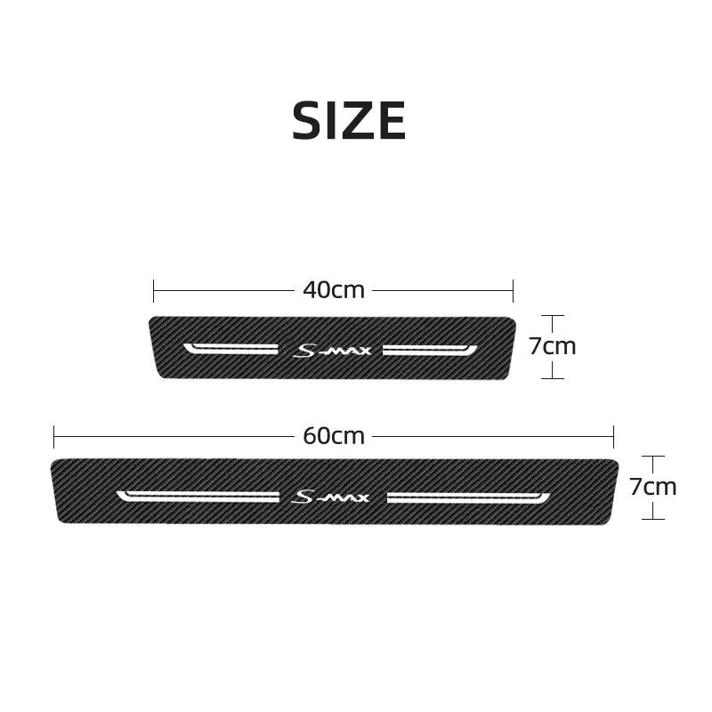 Carbon Fiber Car Door Sill Anti Kick Sticker Rear Bumper Trunk Scratch Guard Decals For Ford S-MAX Logo Exterior Accessories