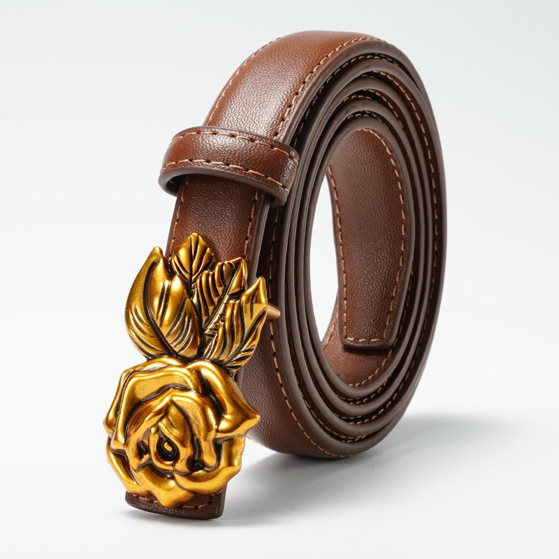 Ремни Женские Джинсовые Модные и Универсальные Кожаные Простые Инс Стиль Декорация Повседневные Корейские Тонкие Ремни Черный Тренд