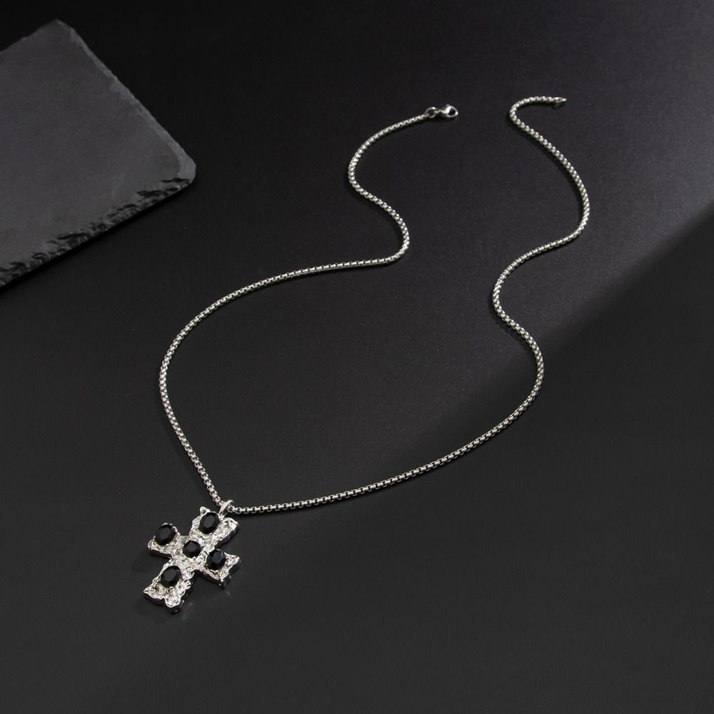Silver Plated Men Necklace Alloy Link Chain Necklace New Cross Pendant Necklace  Jewelry