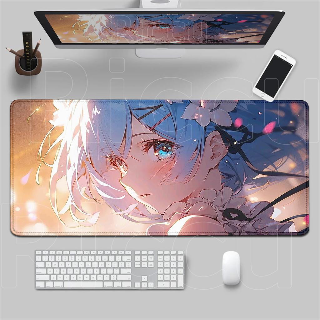 Новый милый коврик для мыши Re Zero Rem, игровой HD-печать, XXL-коврик для мыши, большой коврик для стола компьютера и ноутбука, нескользящий, для клавиатуры, аниме-девушка, коврик для стола