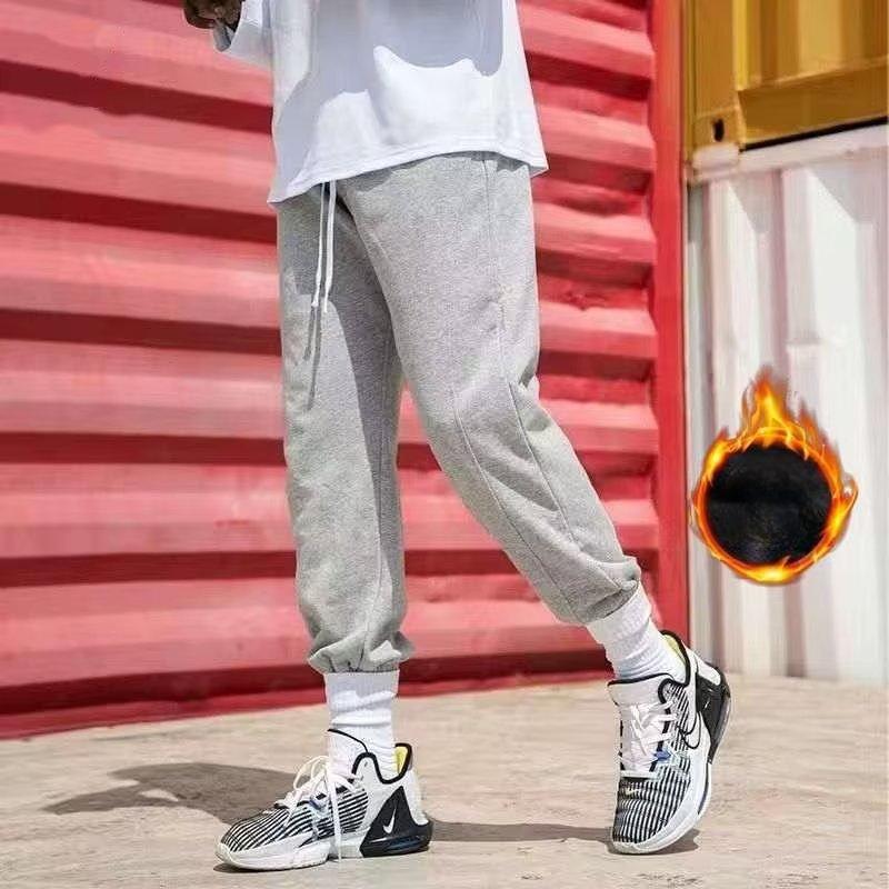 Трендовые спортивные мужские зимние утолщенные американские спортивные штаны со шнуровкой, свободные баскетбольные брюки, прямые