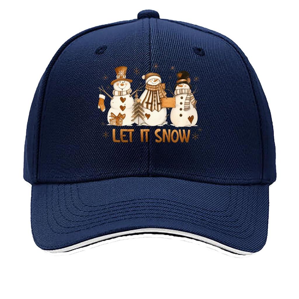 Let It Snow Three SnowUnisex Christmas Winter Design Sandwich Baseball Cap Sun Cap Outdoor Workouts Hat