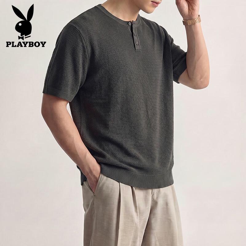 PLAYBOY Мужская футболка-henley из лиоцелла и льна