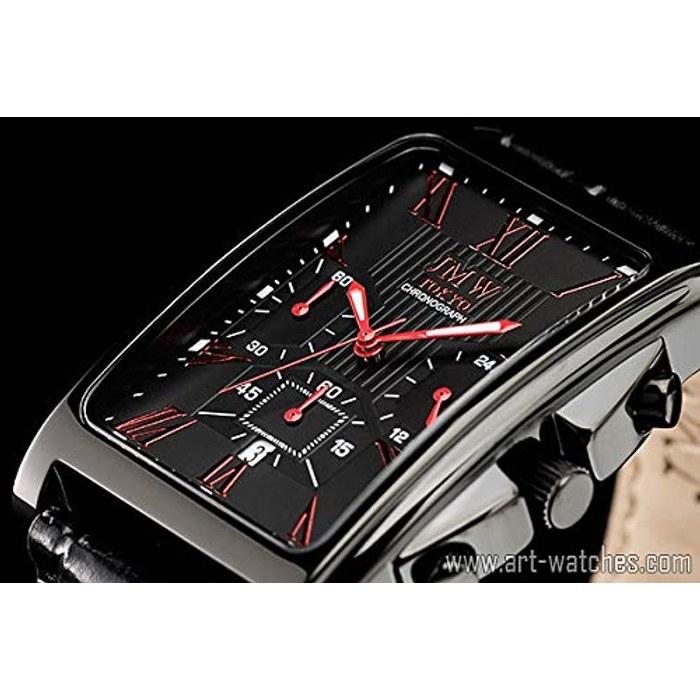 [JMW TOKYO] Men's Square Watch Black & Red, Chronograph, Quartz, Leather Band, Limited Edition (300 pcs)