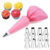 Reusable Pastry Bag + Stainless Nozzle, Kitchen DIY Cake Icing Piping Cream Decorate Tool, Silicone Pastry Bag Tips