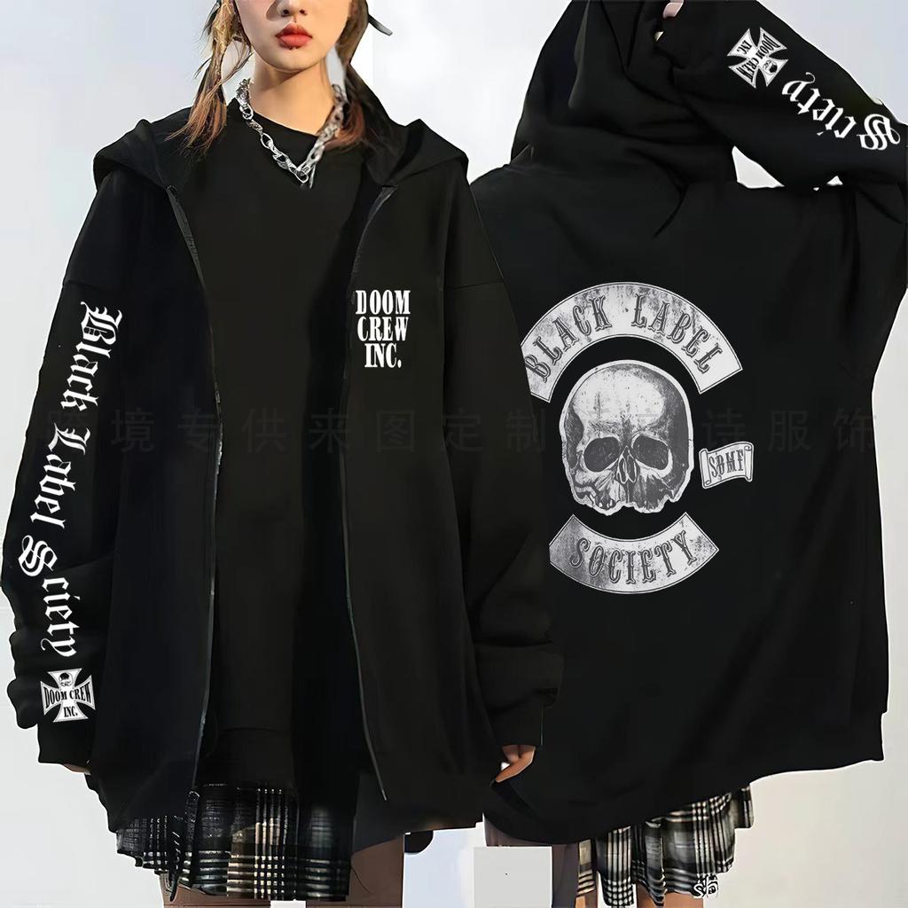 Фабрика Источник BlackLabelSociety Группа Периферия Свитер Флаг Элемент Череп Печать Худи