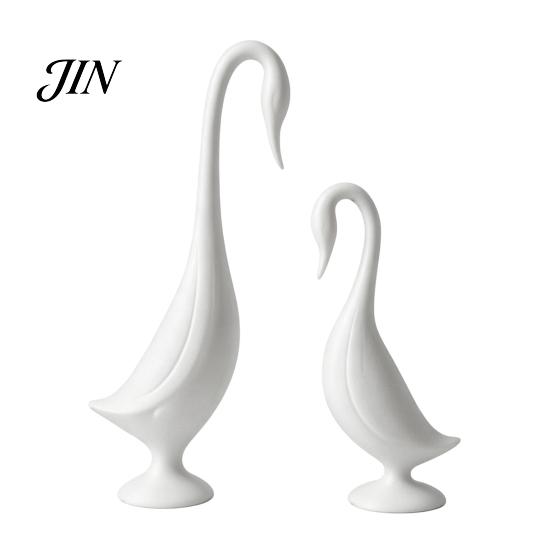 3D Printed Swan Ornament 2Pcs Figurine, Artistic Sculpture with Stable Base, Decorative Collectible Desktop Art Double Ornaments, Minimalist