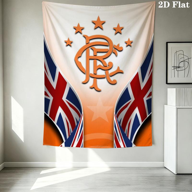 Rangers Fc Pattern Wall Tapestry Aesthetic Wall Hanging Printed Fabric Blanket Decorative Tapestries for Bedroom Living Room Home Decor