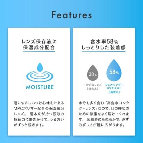 Creo One Day UV Moist 30 Sheets 1 Box (daily Disposable Contact Lenses) [High Water Content] [BC] 8.7 [PWR] -3.00 High Water Content Moisture UV Prote