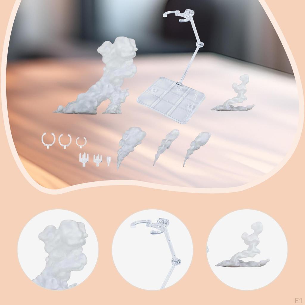 6 Pieces Action Figure Stand with Smoke Effect Assemblable Display Base for Collectible Models Doll