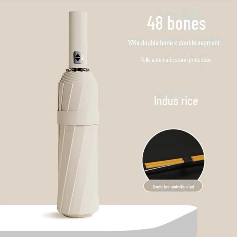 Автоматический складной зонт с двумя килями, 72 кости, женский, ветроустойчивый, солнцезащитный козырек двойного назначения, защита от УФ-излучения, подходит для использования в солнечную и дождливую погоду.