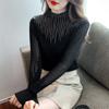 Топы с полувысоким воротником, женские пуловеры с длинными рукавами, осень и зима 2023, облегающий свитер, однотонная одежда 29091