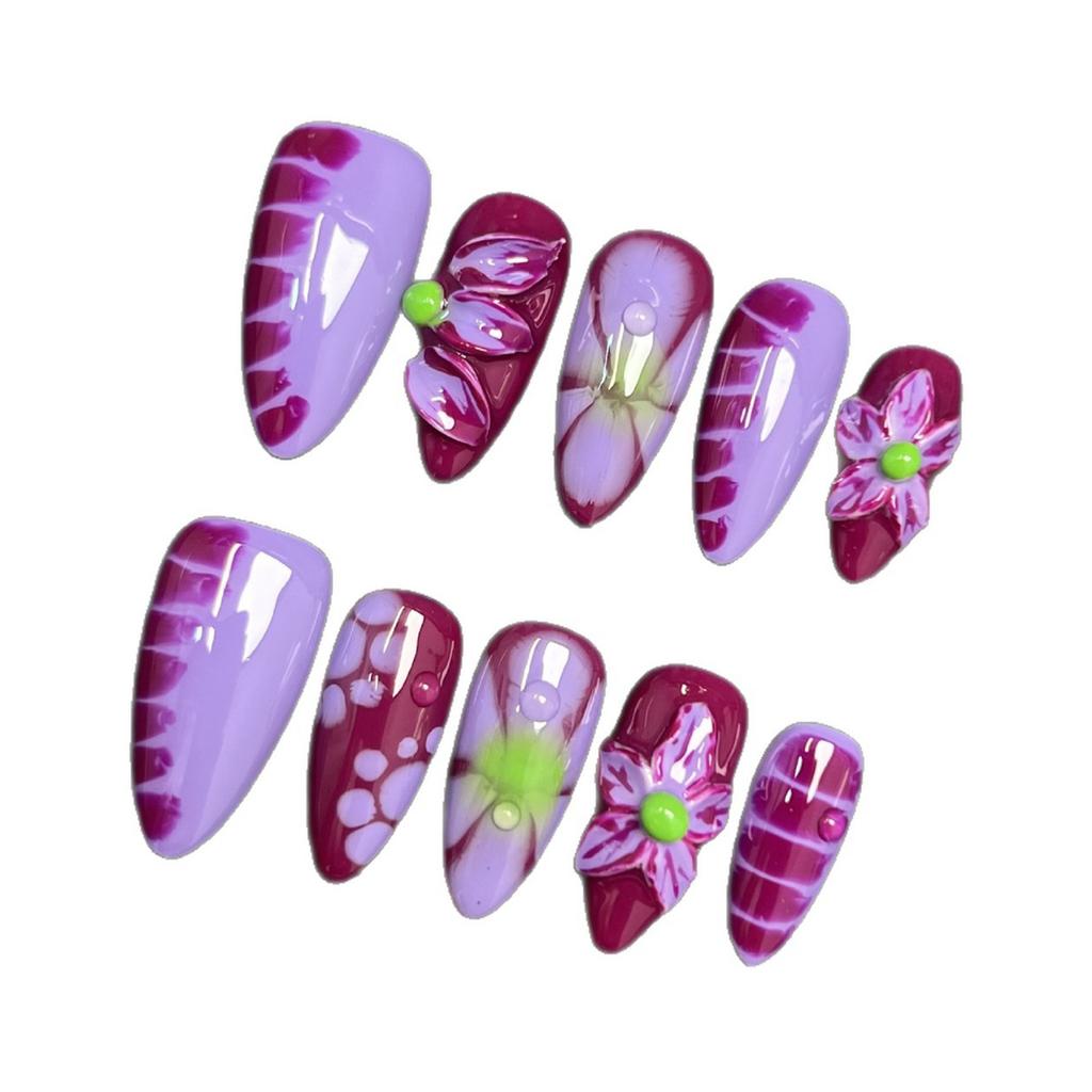 10PCS Glossy Mauve Press on Nails Natural Unbreakable Nail Simple Wear for Shopping Traveling Dating
