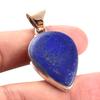 Natural Lapis Lazuli Gemstone 925 Sterling Silver Two Tone Pendant 1.6'' a3G88