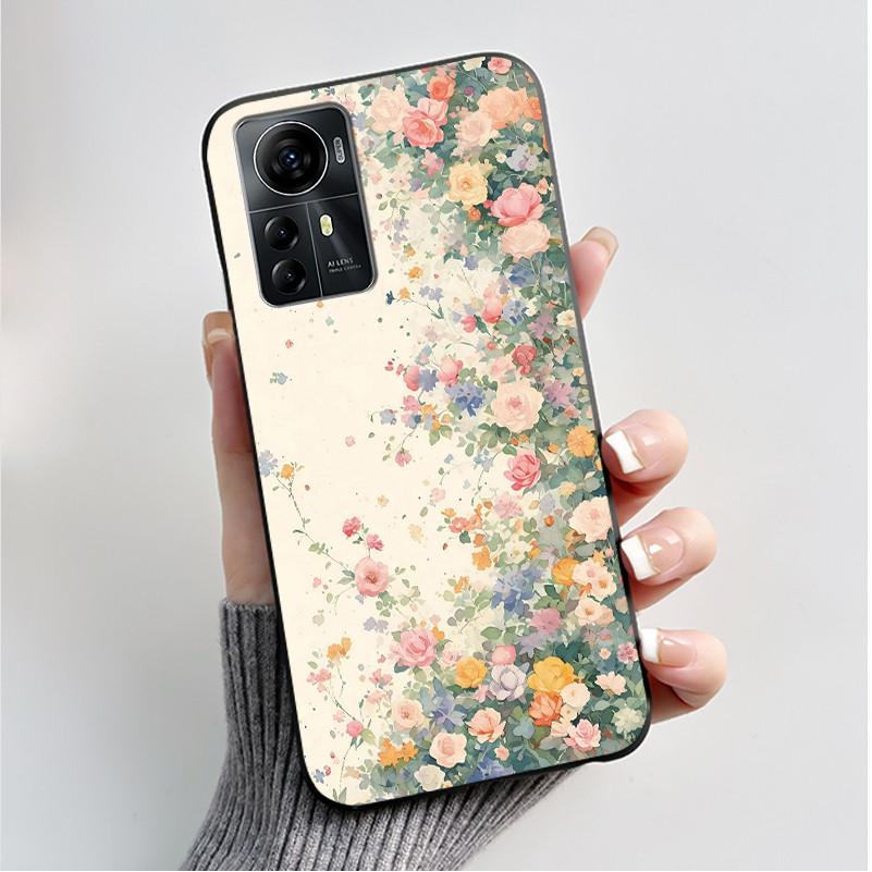 Чехол для ZTE Blade A72S A7050 Чехол-книжка для ZTE Blade V41 Роскошный модный с бабочкой и цветами Силиконовый мягкий черный бампер из ТПУ
