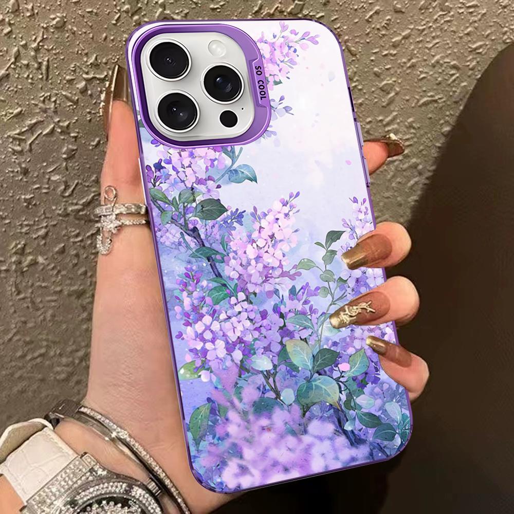 Фиолетовый лавандовый цветочный чехол для телефона для iPhone 16 15 14 13 12 11 Pro Max X XR XSMAX 8 7 Plus Матовый противоударный задний чехол
