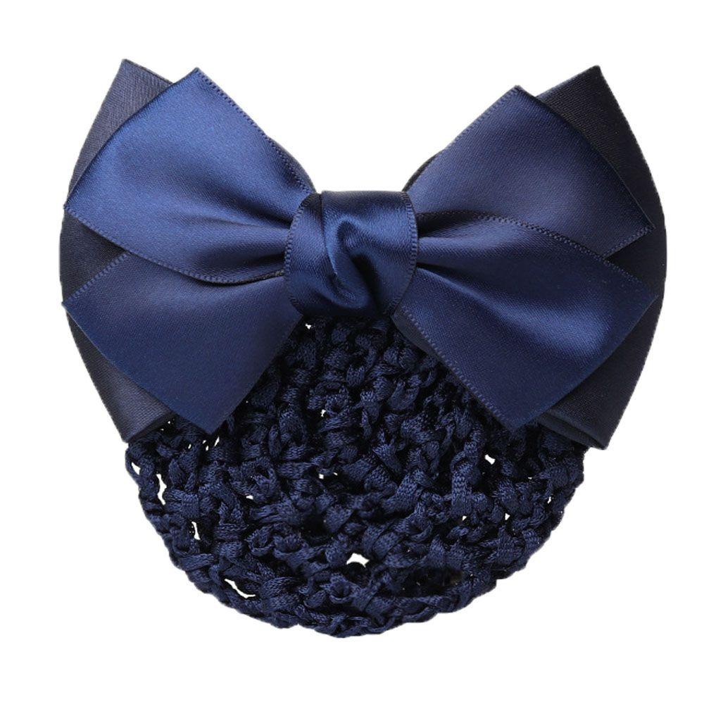 Elastic Women Girls Bowknot Decor Headdress Snood Net Barrette Bun Cover Hair Clip