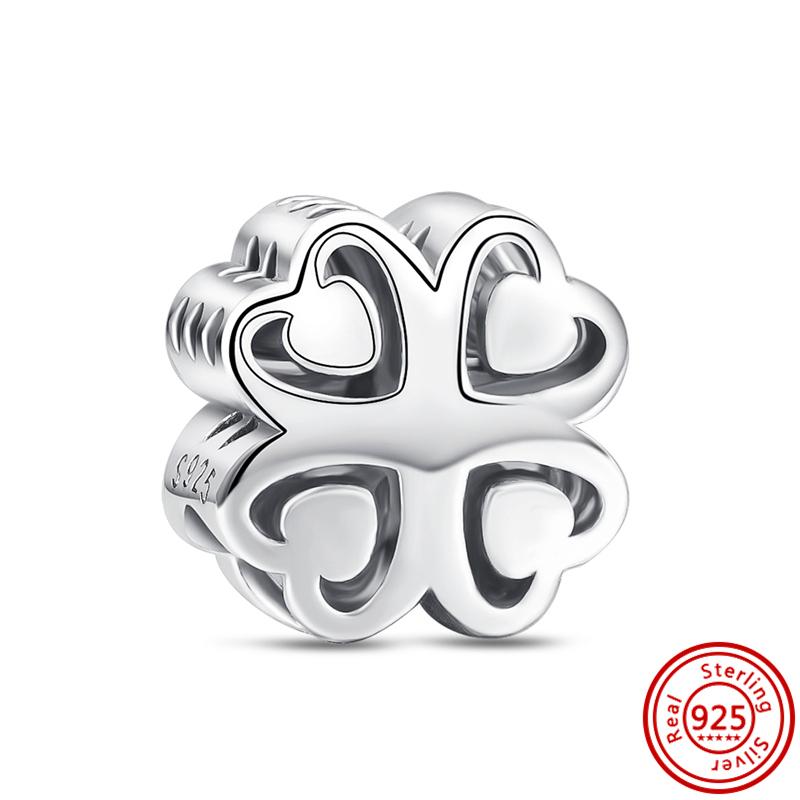 Four Leaf Clover Charms Fit Original Pantaro Bracelet For Woman DIY Zircon Making 925 Sterling Copper  Green Series Beads Gifts