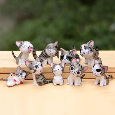 9 шт./компл. Kawaii Милая Мини Фигурка Статуэтка Чи Кошка Украшение Сада 3 см Микро Игрушки Животных