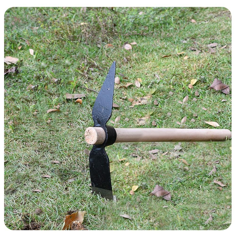 Wood Handle Pick Axe Double Sided Garden Pick Mattock Durable Pick Mattock Hoe Outdoors Climbing