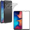 Case for Samsung Galaxy A20E - Phonillico® - Transparent Soft Silicone - Tempered Glass Black Edge - Ultra Slim