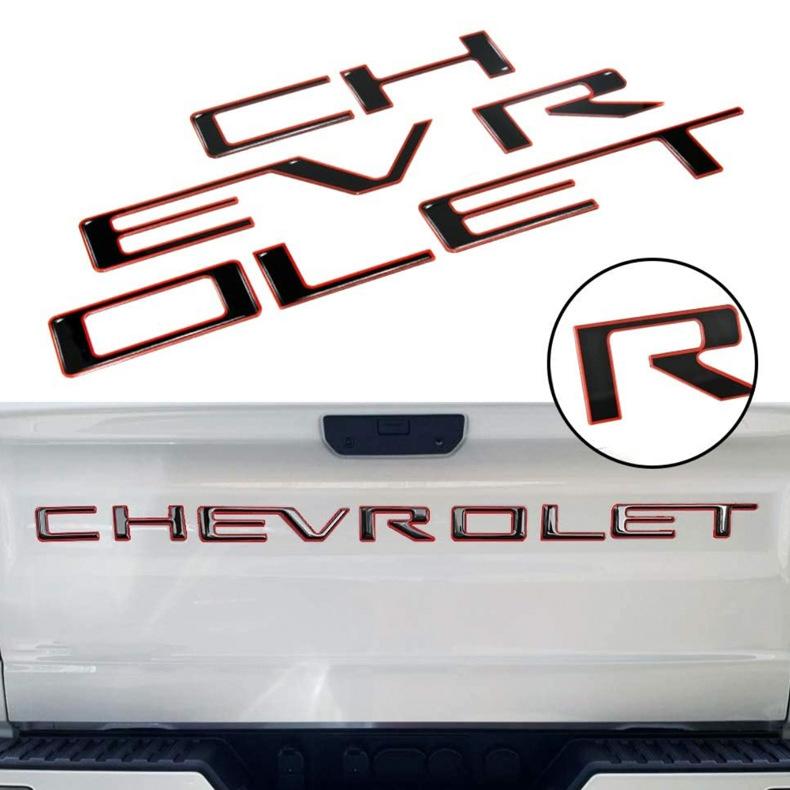 AABHJ1 ABS Car Tail Letter Stickers Accessories for Chevrolet SILVERADO Auto Rear Trunk Emblem Badge Decal Decoration