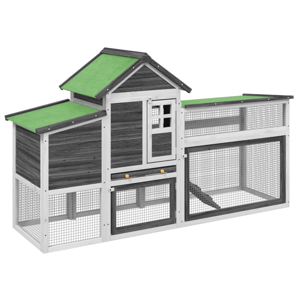 Chicken Coop Gray 186.5 x 58.5 x 113 cm Solid Pine Wood