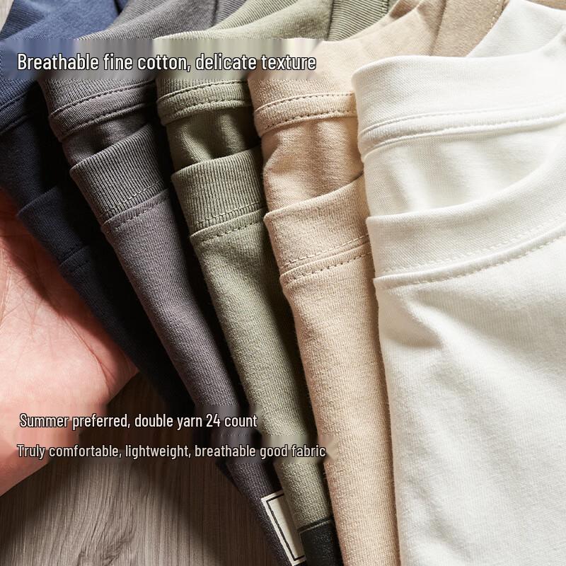 Мужская чисто-белая хлопковая футболка с круглым вырезом Yuzhaolin 180 г/м²