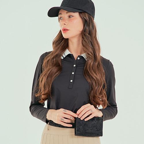 BENECIA12 Pleated Collar Long Sleeve Black