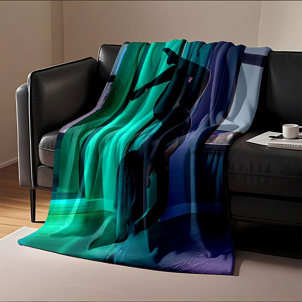 Yoga Pose with Teal Lights for all seasons blanket lunch break throw gift