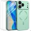 Protective Case - E.F.Connection - for iPhone 17 Pro Max - Green Magnetic Circle - 2 Tempered Glasses