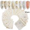 30 Pcs/ Set Gold Silver Nail Water Sticker Decals Feather Flower Design Manicure Nail Art Decoration