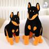 Sitting Doberman Pinscher Plush Cute Soft Fluffy PP Cotton Stuffed Dog Animal Plushie Doll Home Decoration Kids Comfort Toy Girlfriend Birthday Gift