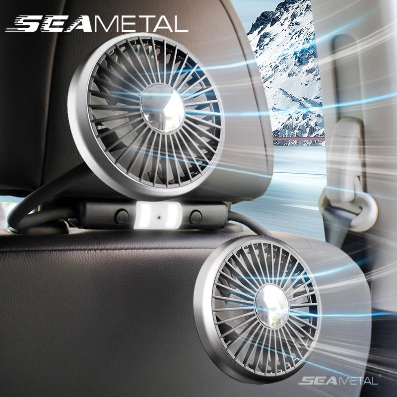 SEAMETAL USB Автомобильный Охлаждающий Вентилятор с Вращающейся на 360° Двойной Головкой, 3 Регулировки Скорости, Задний Вентилятор для Грузовика