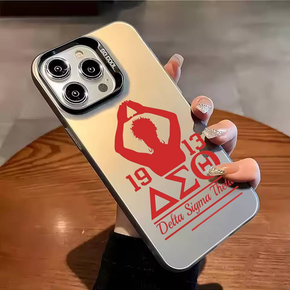 Чехол для телефона D-Delta S-Sigma Theta Для iPhone 17 16 15 14 13 12 11 Pro Max Plus Серебристый конфетный Матовый чехол