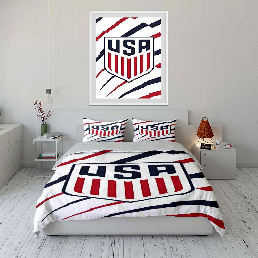 USA logo with stripes. Bedding sets Duvet cover sets Duvet covers Pillowcases(1*Duvet Cover 2*Pillowcases without duvet insert)