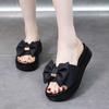 Thick-soled Slippers for Women's Summer Outer Wear 2025 New Bow Heightening Skirt Versatile Non-slip, Light and Comfortable One-word Drag