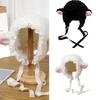 Trendy Hat Headwear with Ear for Hiking Camping Furry Cap Cute Pink Ear Hat for Outdoor Sports and Casual