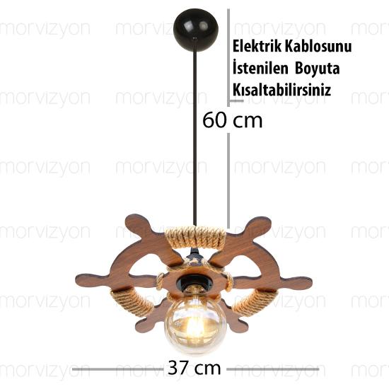 Тематическая деревянная люстра с одним рулем, коричневая (Хисарский орех)