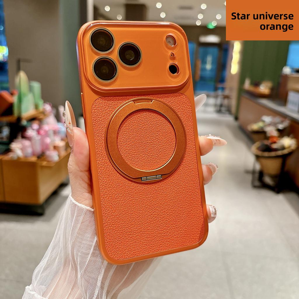 360° Вращающаяся Магнитная Подставка Кожаный Чехол для iPhone 17 Pro Max 16 15 Plus Ударопрочный для Magsafe Защитная Крышка Камеры