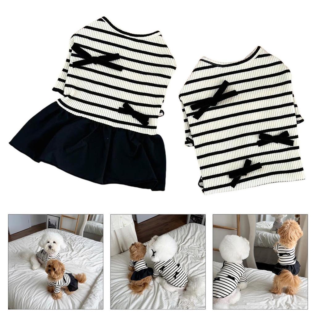 Puppy Dress Skirt Cats Beach Skirt Bowknot T-shirt Dress Beach Puppy Dog and Cats Princess Holiday Wedding