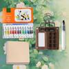 Travel Paint Palette Mini Watercolor Palette Set Portable Watercolor Set Wooden Grid Paint Box for Artists and Students