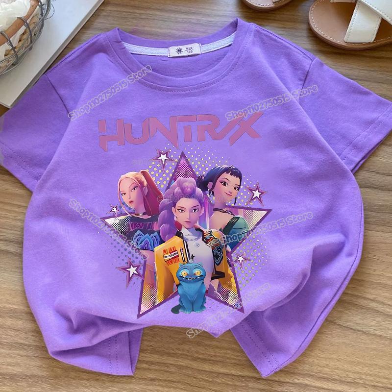 Summre Girl Demon Hunters Clothes Short Sleeve T Shirt Kids Summer Casual Tops Cartoon Toddler Cotton Tee