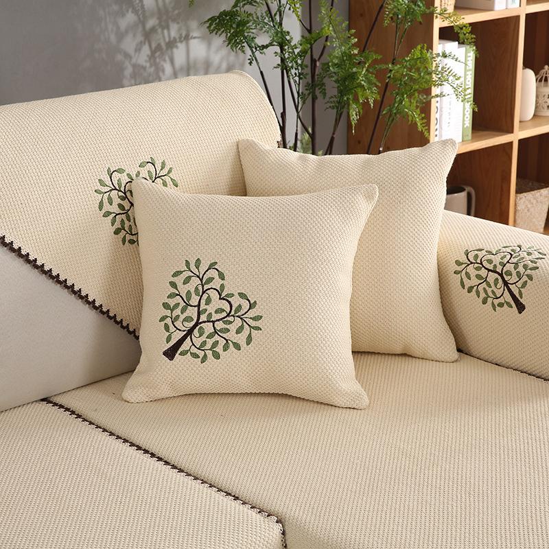 Four Seasons нескользящая вышитая диванная подушка из хлопчатобумажной ткани для гостиной, универсальная льняная утолщенная современная простая однотонная диванная подушка