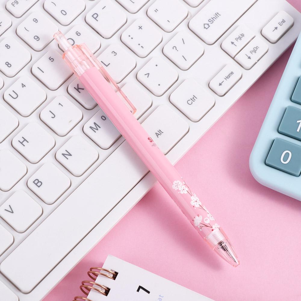 Школьные принадлежности корейские 0,5 мм черные студенческие подарочные гелевые ручки с рисунком сакуры, ручка для письма, ручка для подписи